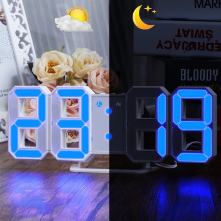 3D Digital Wall Clock LED Table Clock (Blue Color)