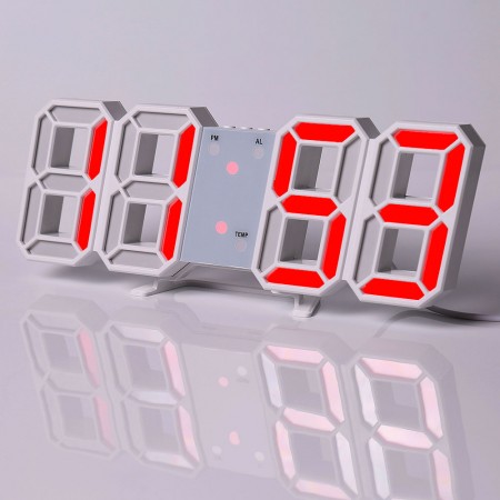 3D Digital Wall Clock LED Table Clock (Red Color)
