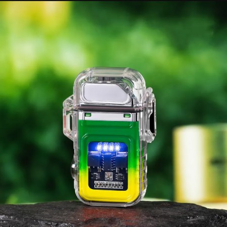 L66 Green Mini Waterproof Electronic Arc Plasma Lighter with Flashlight