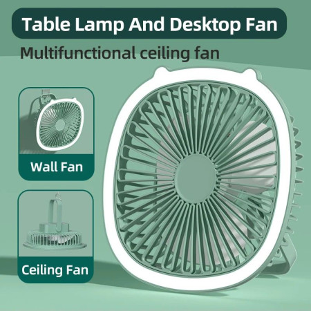 Summer Desk Lamp Rechargeable 1200mAh Cool Fan With hanging Option