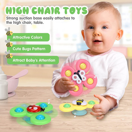 (3 pis Set) Baby Colourful Educational Spinner Toy Kids