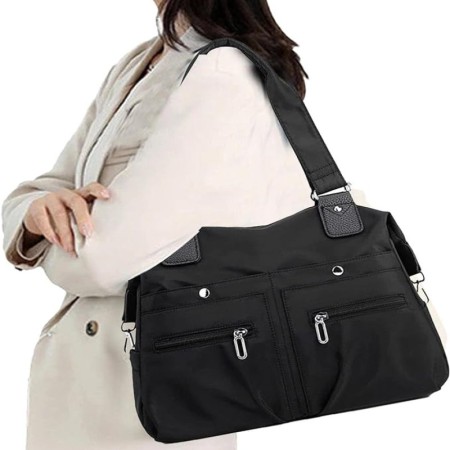 Long Capacity Lightweight Casual Shoulder Bag (Black)