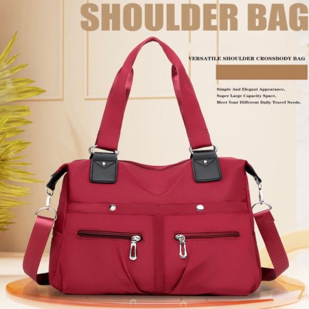 Long Capacity Lightweight Casual Shoulder Bag (Red)