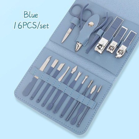 16pcs Stainless Steel Nail Cutter Tool Set (Blue)