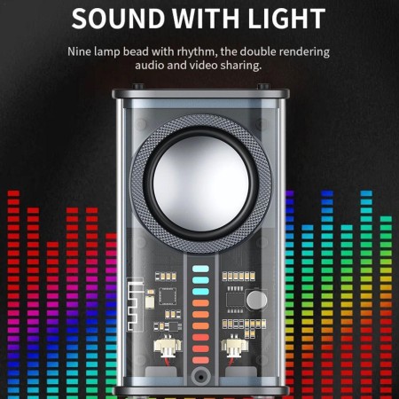 K07 LED BAR Transparent Amour Wireless Speaker(BLACK/Orange )