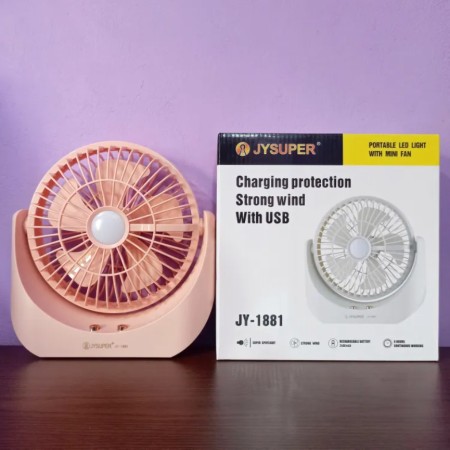 JYSuper JY-1881 Rechargeable Mini Table Fan With LED Light