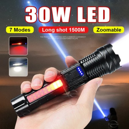 A76 Portable Zoom Flashlight Metal Head (7 Mode)