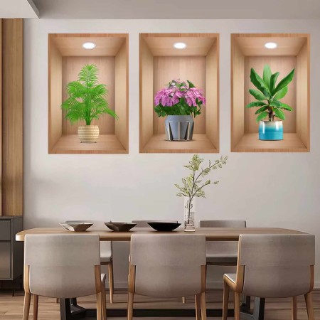 3pcs Set Artificial Wall Sticker (B01)