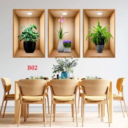 3pcs Set Artificial Wall Sticker (B02)