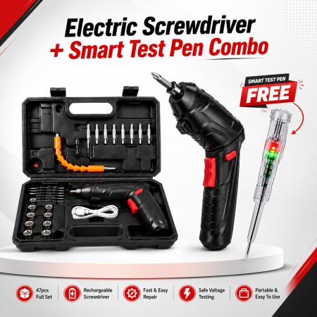 47 pcs Cordless Screwdriver Set + Smart Electric AC DC Tester
