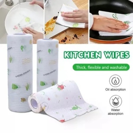 Printed Washable Kitchen Towel Roll (১ রোলে ২০ পিস)